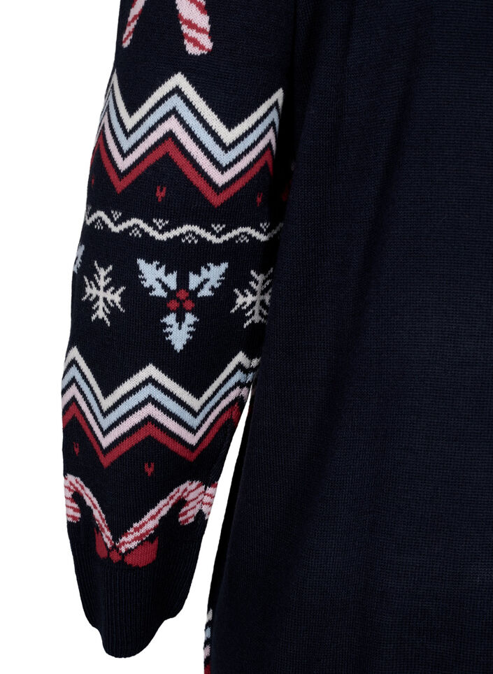 Strickkleid mit Weihnachtsmotiv und langen Ärmeln, Navy Blazer Comb, Packshot image number 3