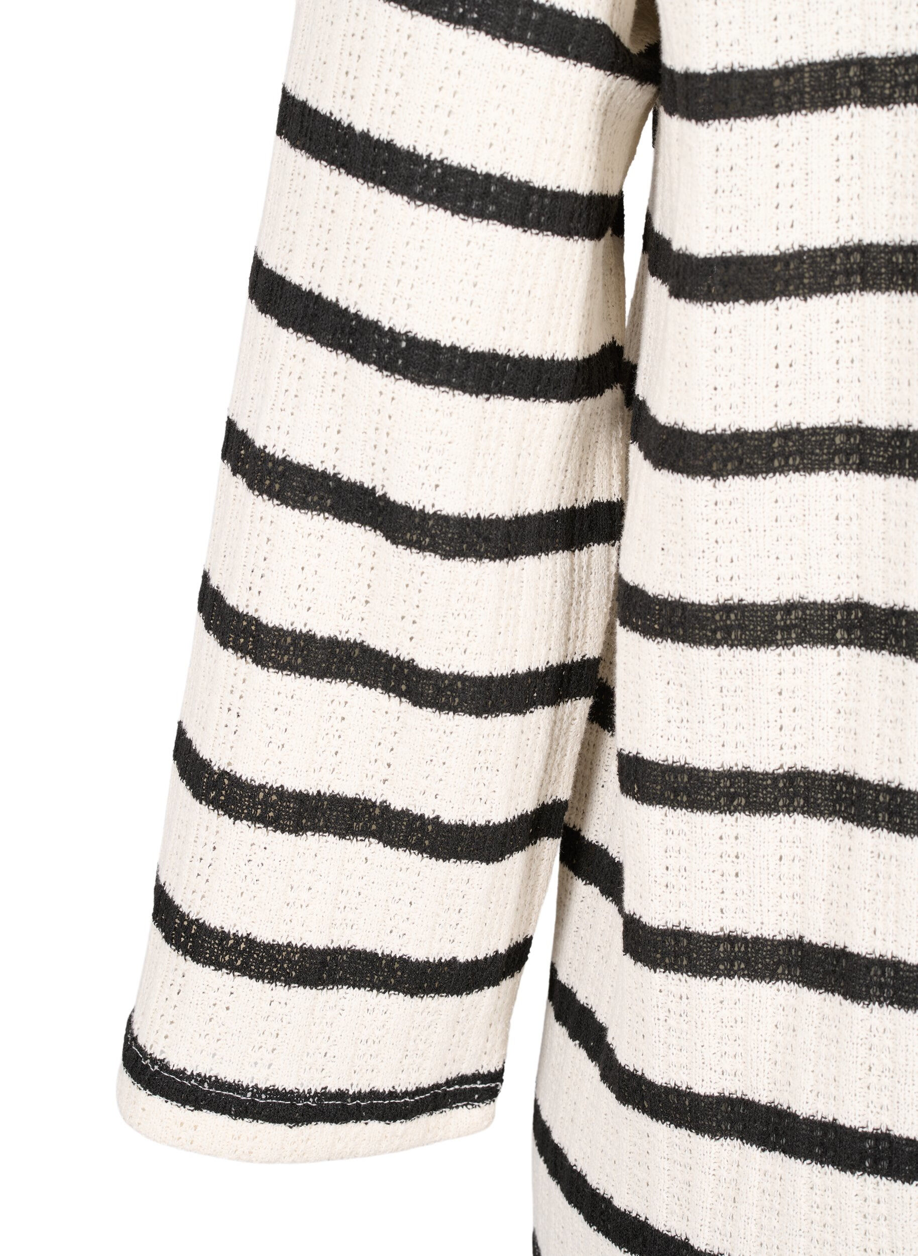 ZizziGestreifte Strickjacke mit Bindeband, Sand Black Stripe, Packshot image number 3
