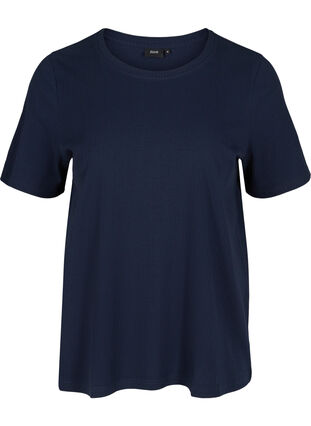 Kurzarm T-Shirt in Rippqualität, Navy Blazer, Packshot image number 0