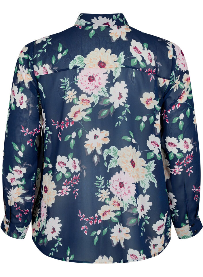 FLASH - Lang&auml;rmeliges Hemd mit Blumenprint, Navy Flower, Packshot image number 1