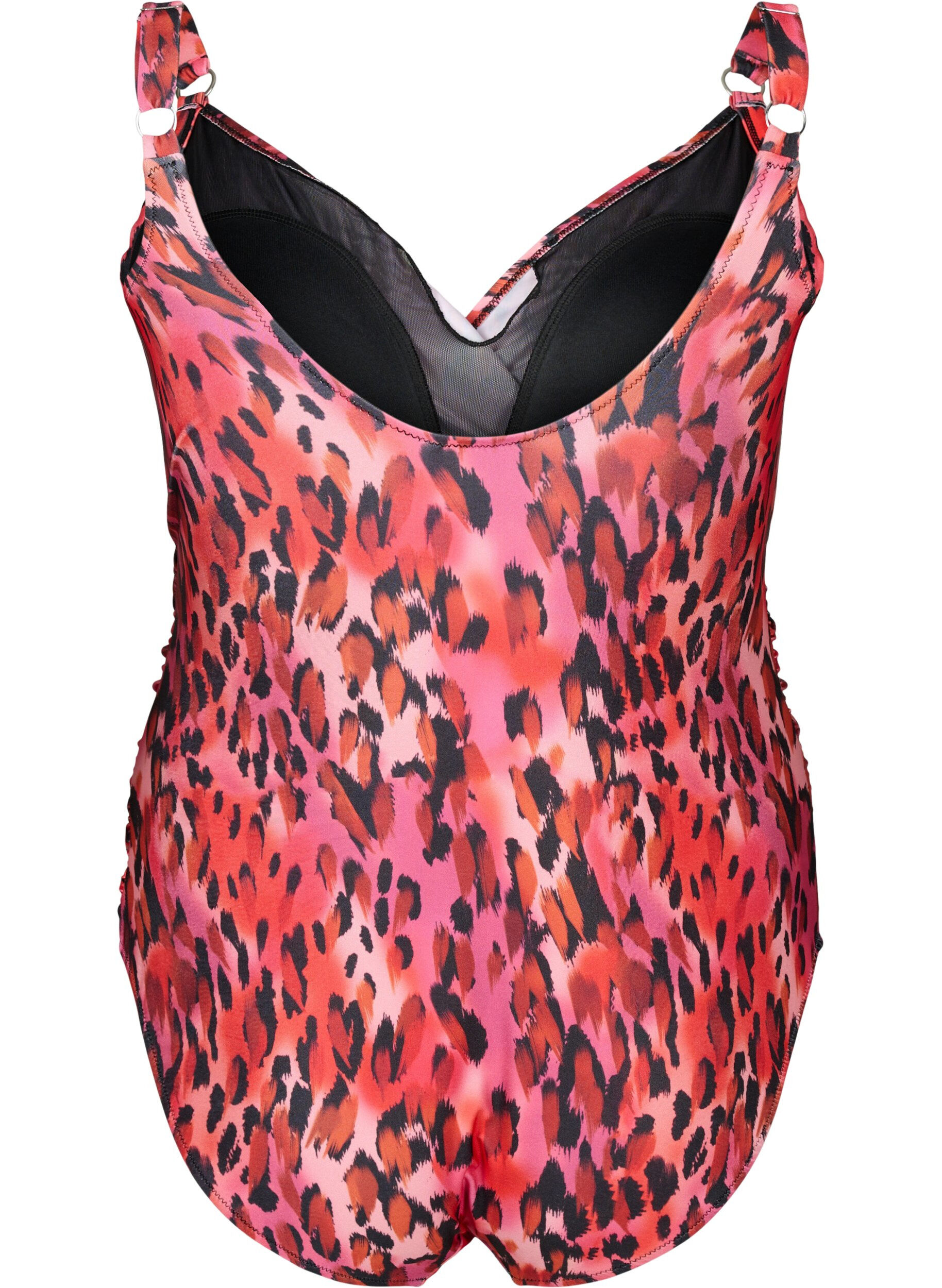 ZizziBadeanzug mit Print und Wickeleffekt, Red Leopard AOP, Packshot image number 1