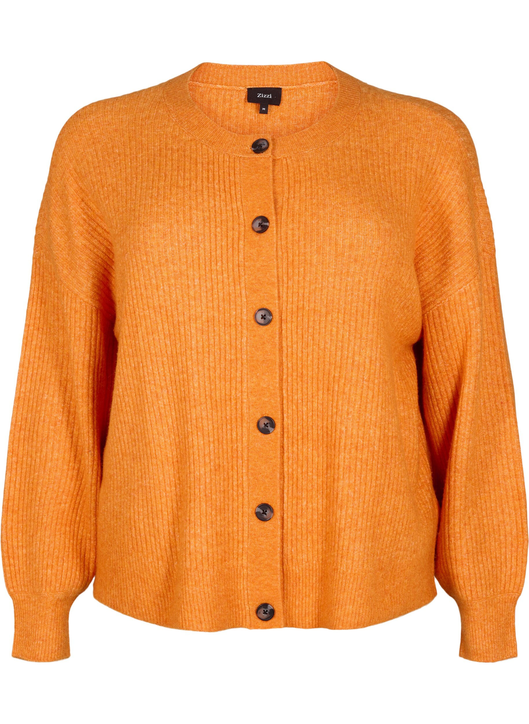 ZizziRippenstrick Strickjacke mit Kn&ouml;pfen, Orange, Packshot image number 0