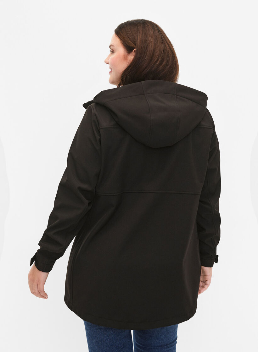 Kurze Softshell-Jacke mit Taschen, Black, Model image number 1