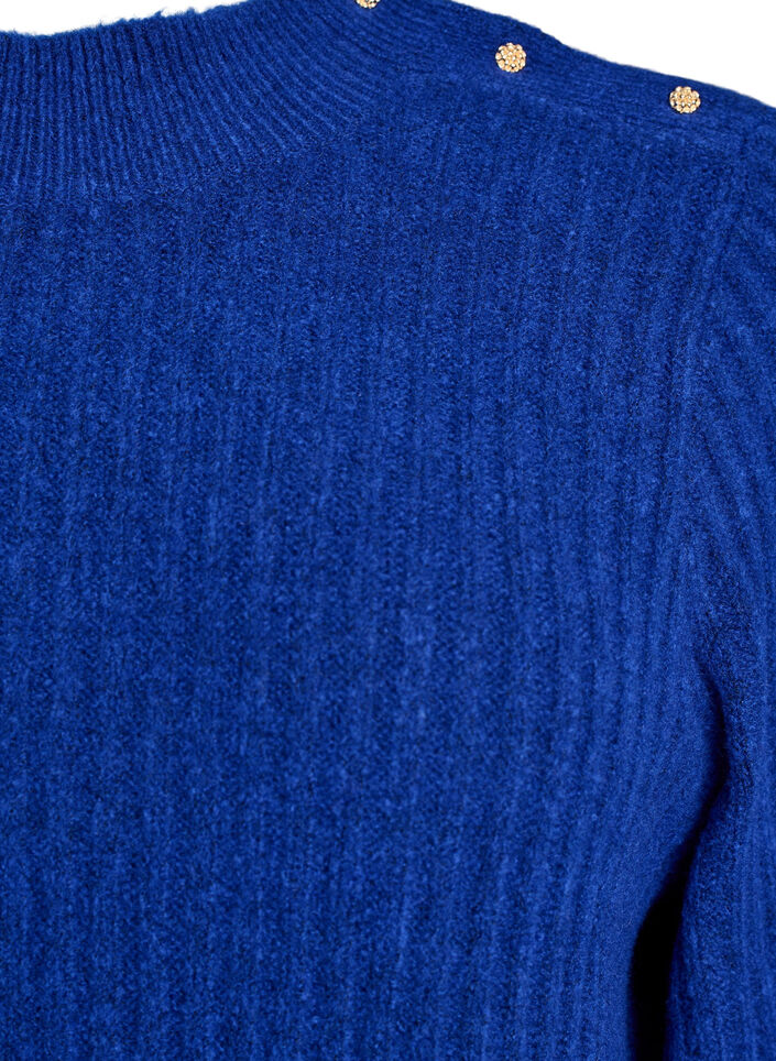 Pullover aus Rippstrick mit Puff&auml;rmeln und Kn&ouml;pfen, Blau, Packshot image number 2