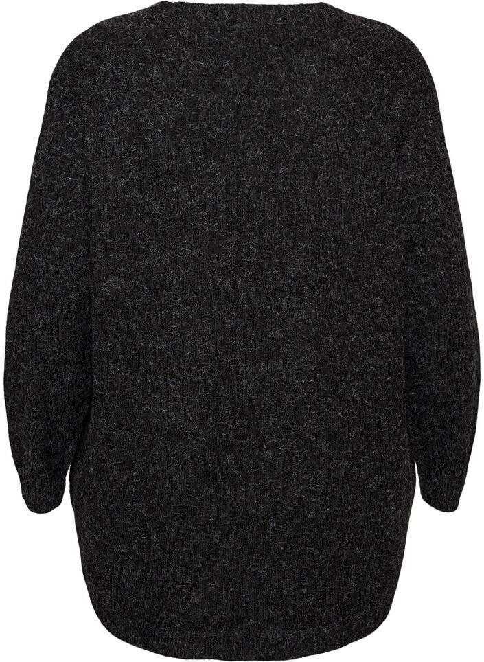 Lange Strickbluse mit Kugelkn&ouml;pfen, Grau, Packshot image number 1