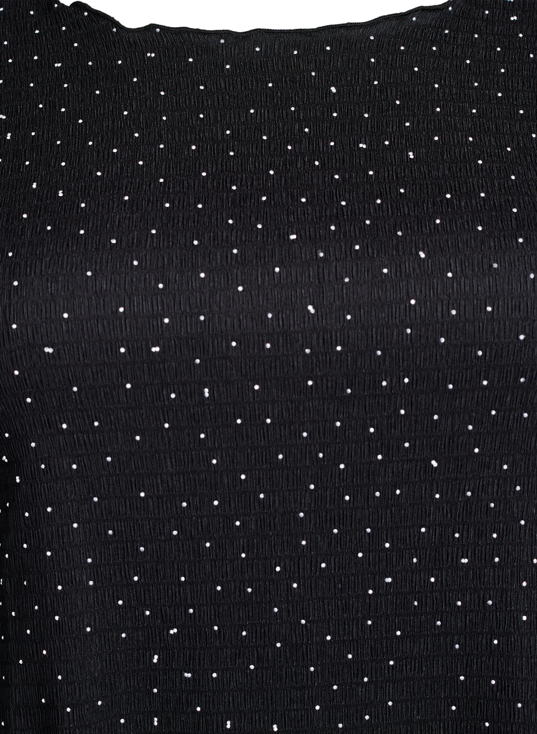 ZizziKleid mit Strasssteinen und Bogenkanten, Schwarz, Packshot image number 2