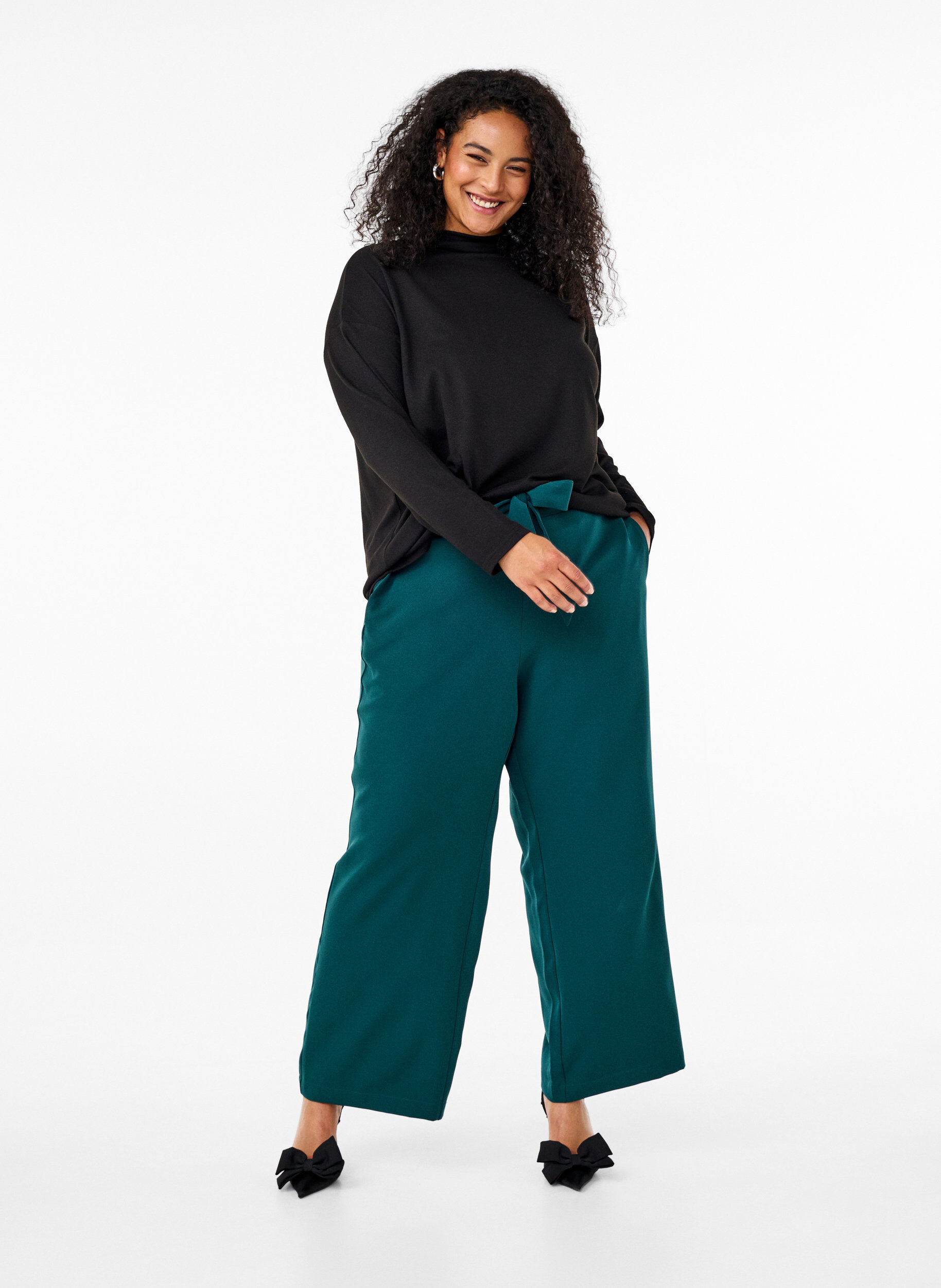 ZizziBluse mit Stehkragen und langen &Auml;rmeln, Schwarz, Model image number 1