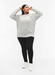 Melange-Pullover mit perlenbesetzten Knöpfen, Light Grey Melange, Model image number 2