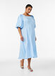 Gepunktetes Midikleid mit eckigem Ausschnitt, Blau, Model image number 0