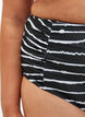 Bikini-Unterteil mit Streifen und hoher Taille, Schwarz, Model image number 2