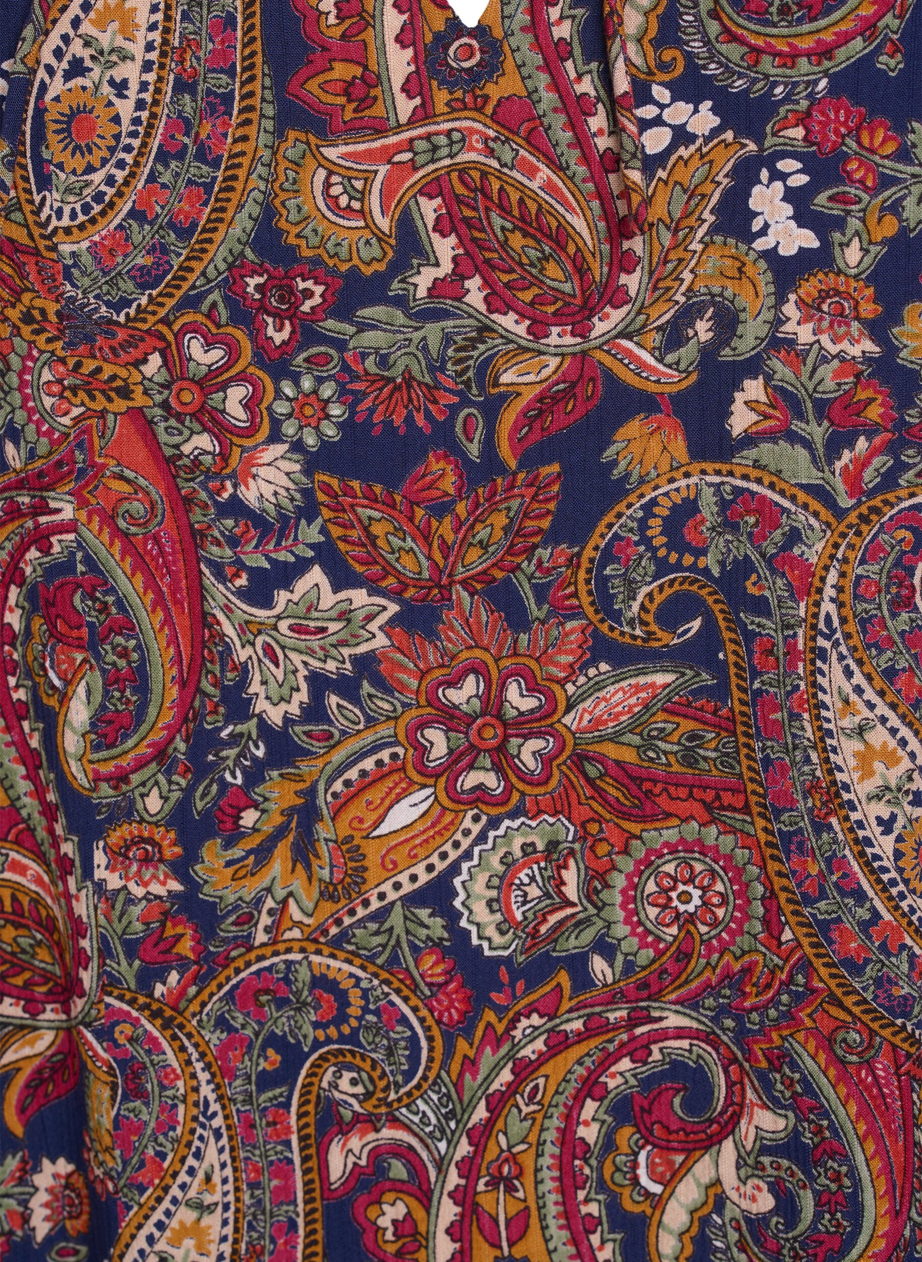 ZizziBluse aus Viskose mit Paisleymuster und Ellbogen&auml;rmeln, Blau, Packshot image number 2