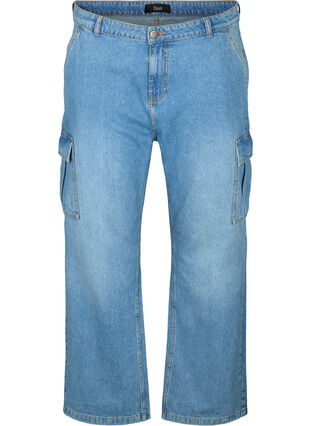 Locker sitzende Jeans mit Cargo-Taschen, Light blue, Packshot image number 0