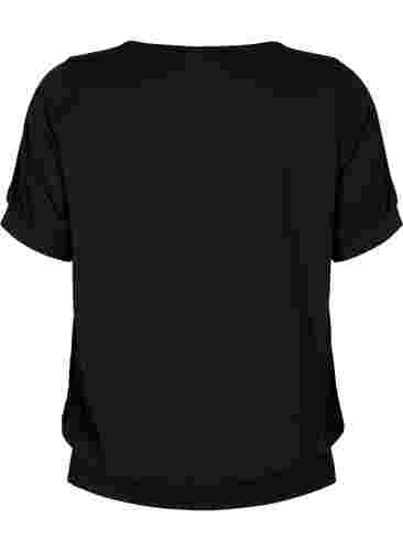 Unifarbenes Workout-Shirt mit V-Ausschnitt, Black, Packshot image number 1
