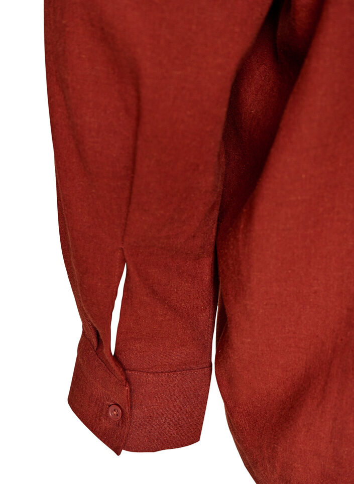 Bluse aus Leinen und Viskose mit V-Ausschnitt, Rot, Packshot image number 3
