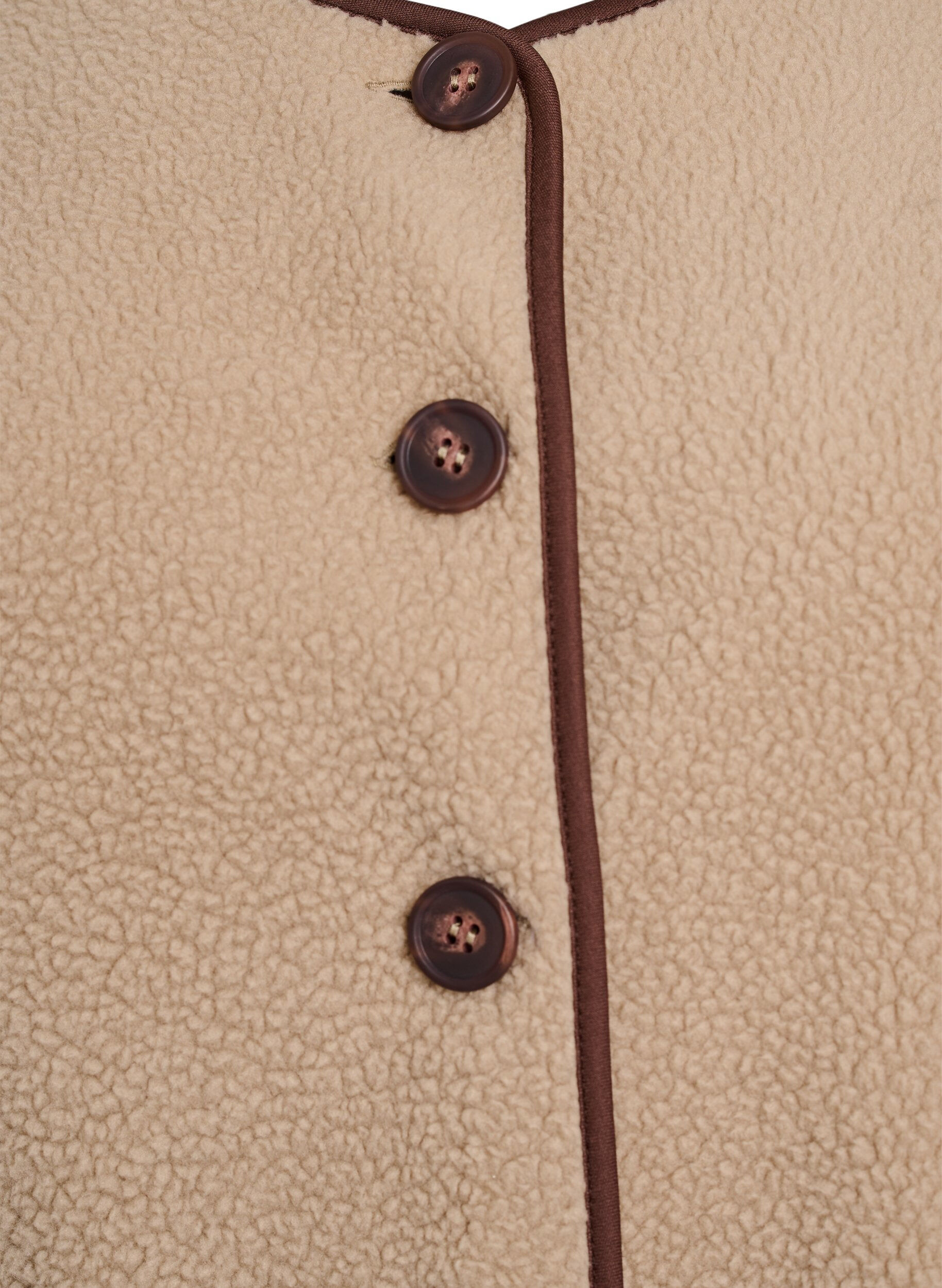 ZizziWeste aus Teddyfleece mit kontrastfarbenen Details, Beige, Packshot image number 2