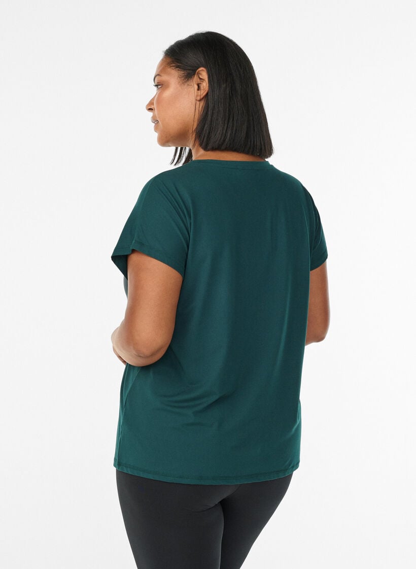 Einfarbiges Trainings-T-Shirt, Gr&uuml;n, Model image number 2