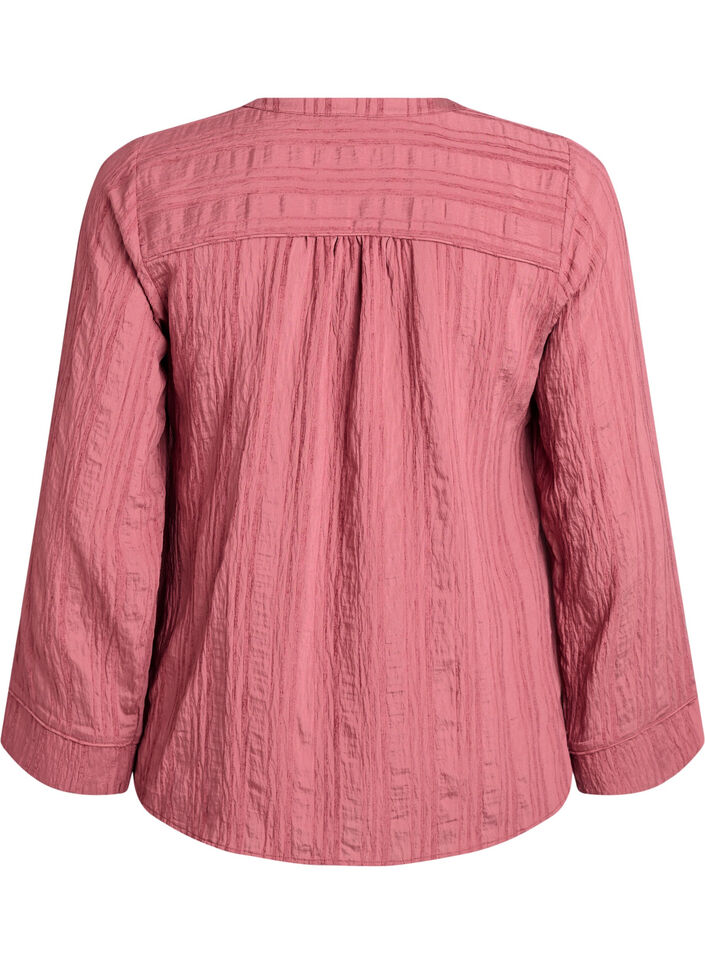 Bluse mit Ton-in-Ton-Struktur und Knöpfen, Rot, Packshot image number 1