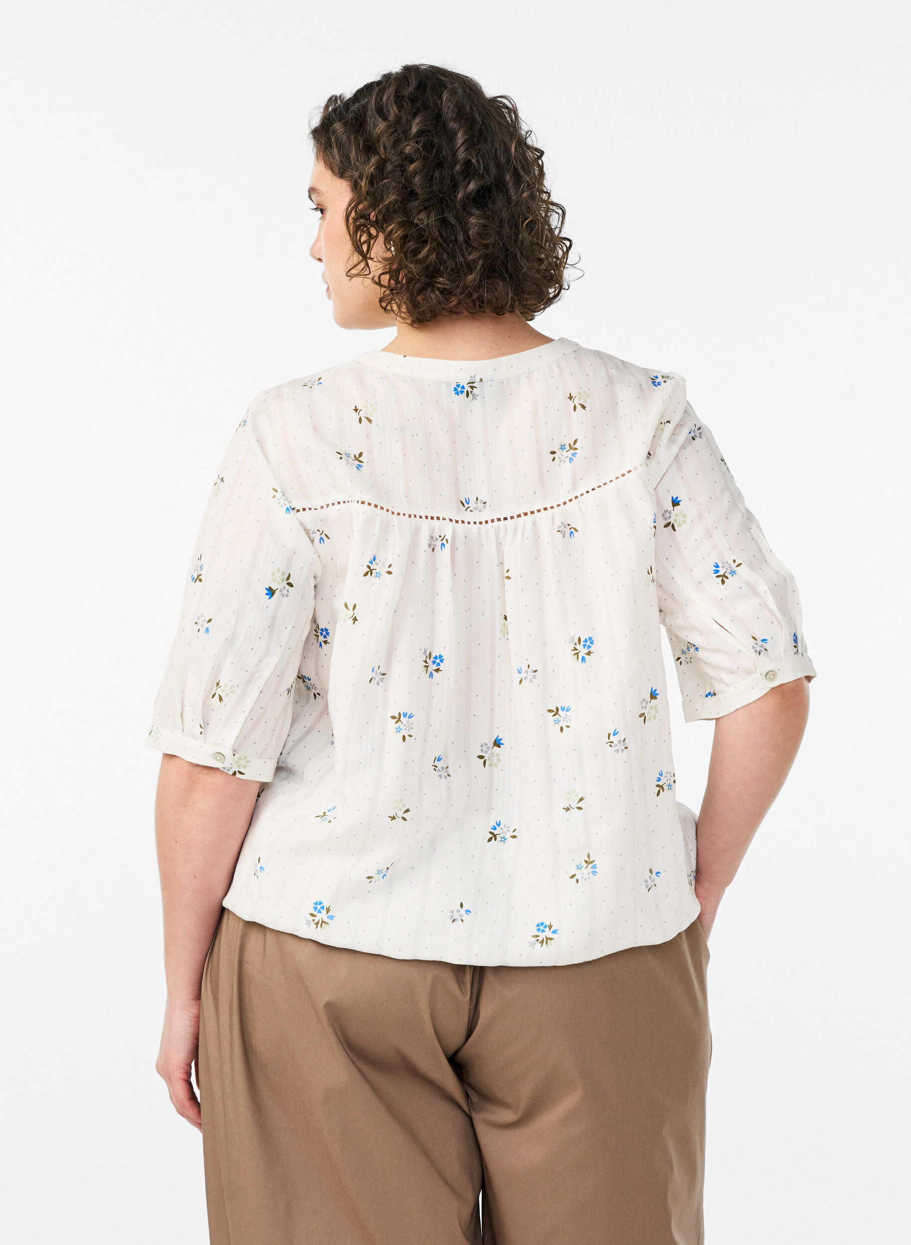 ZizziBluse mit Print und 1/2-&Auml;rmeln, Vanille, Model image number 2
