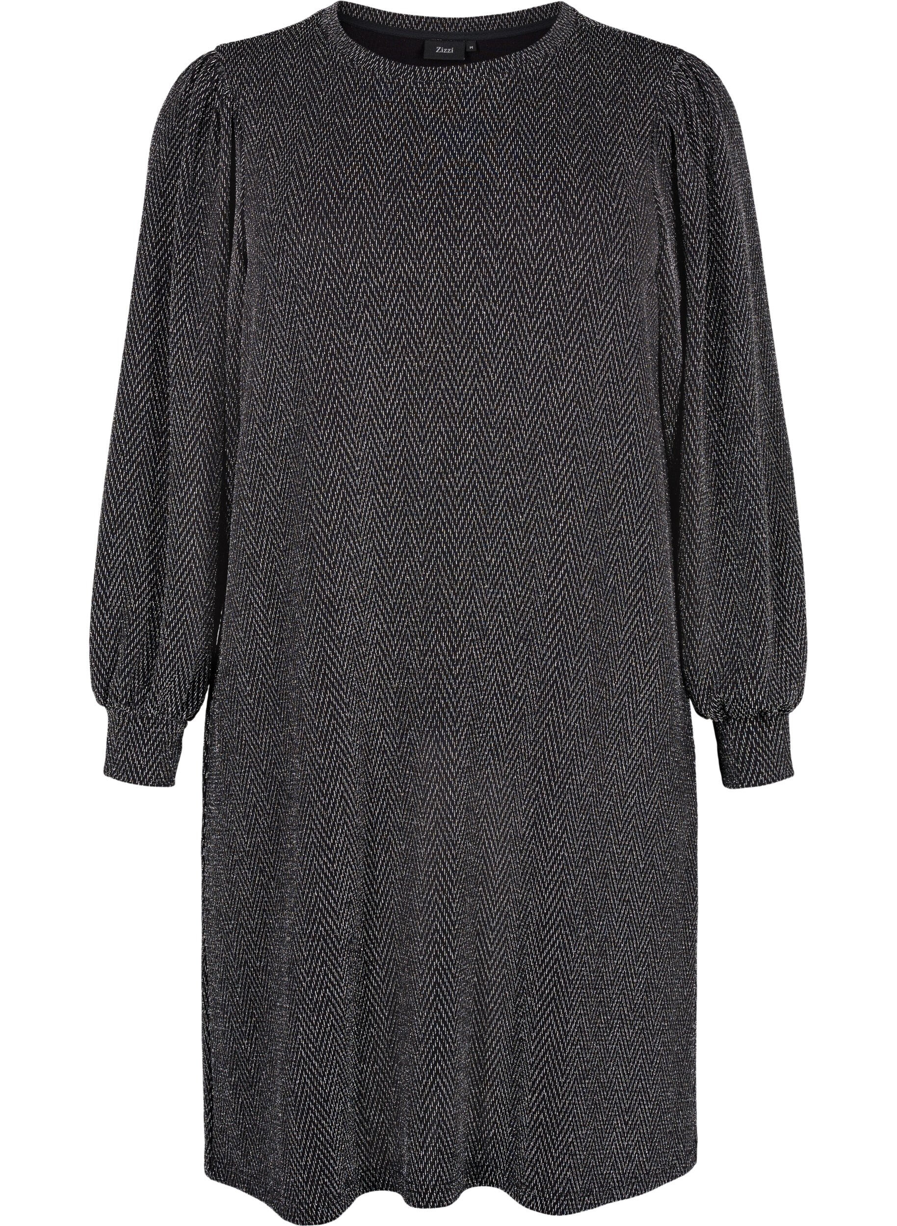 ZizziKleid mit Zickzackmuster und Glitzer, Silver ZigZagShimmer, Packshot image number 0