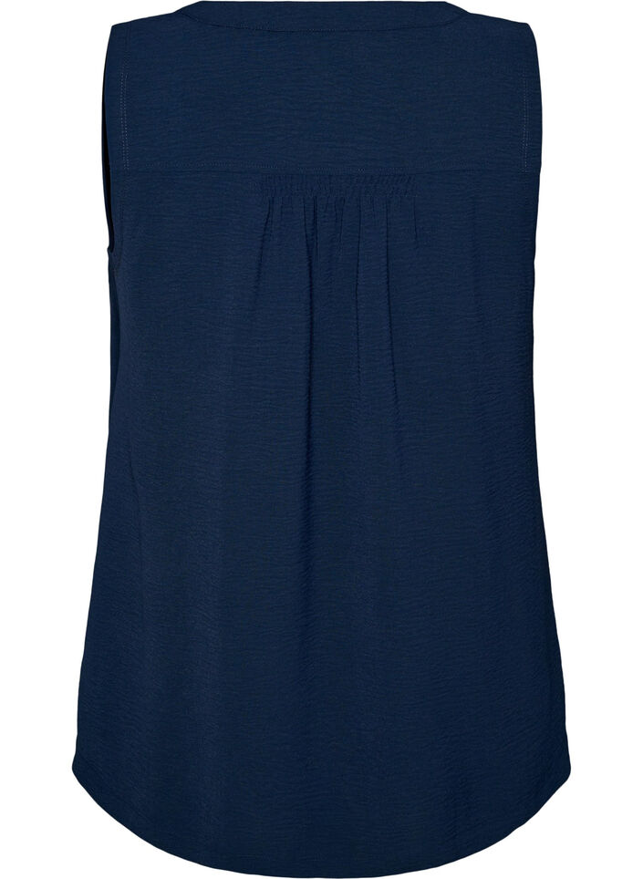 &Auml;rmelloses Oberteil mit Faltendetails, Blau, Packshot image number 1