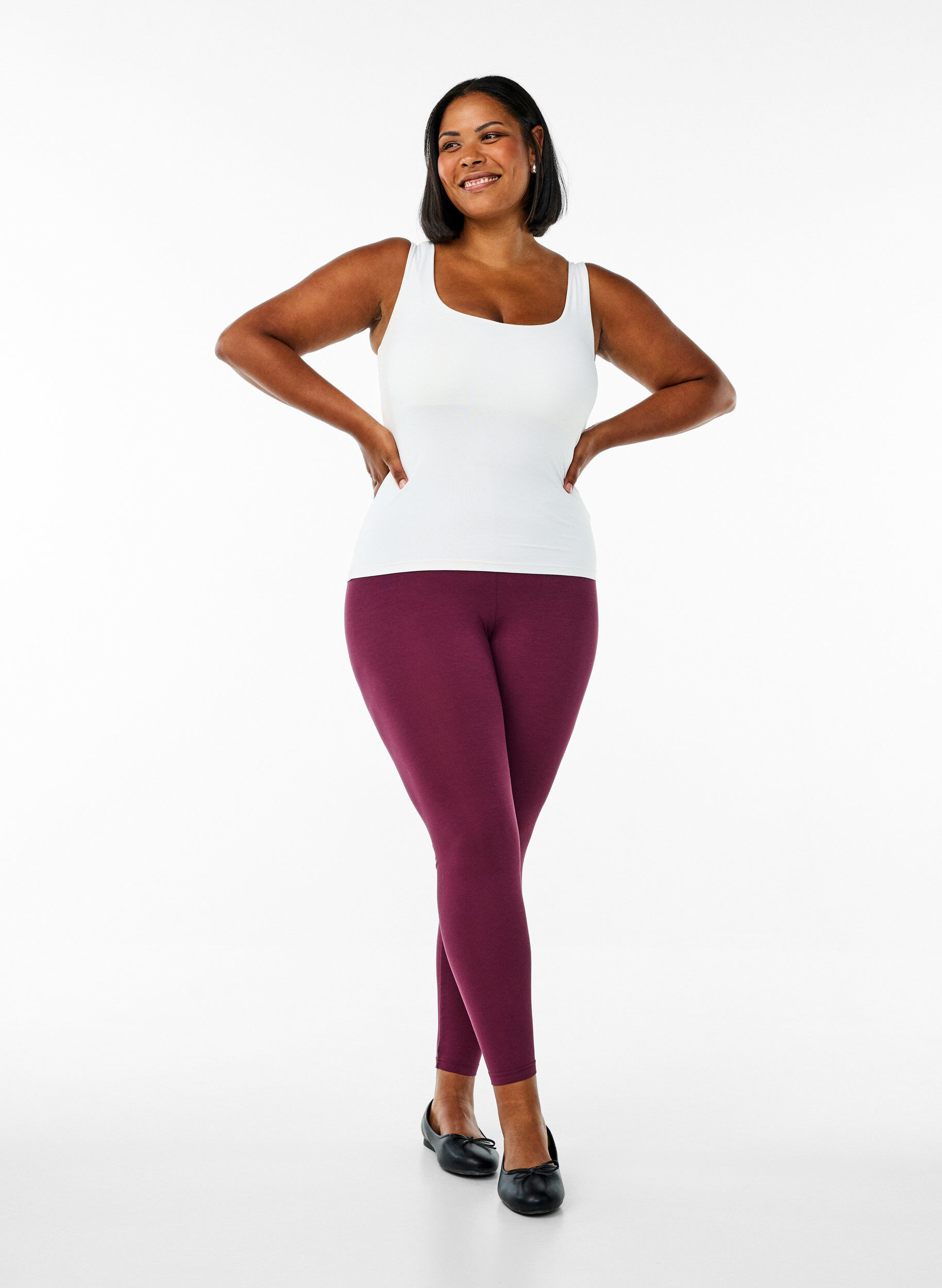 ZizziBasic Leggings aus Viskose, Dunkles Bordeaux, Model image number 1