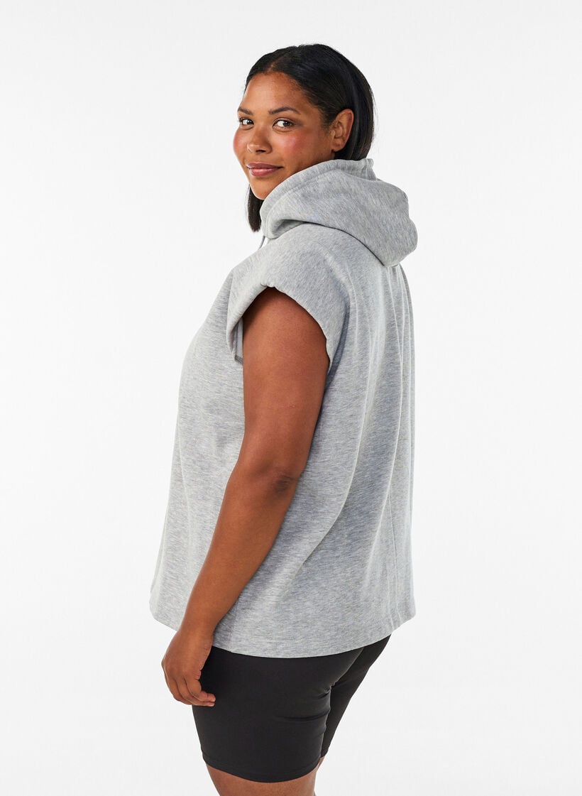 Sweatweste mit Kapuze und Schulterpolstern, Grau, Model image number 2