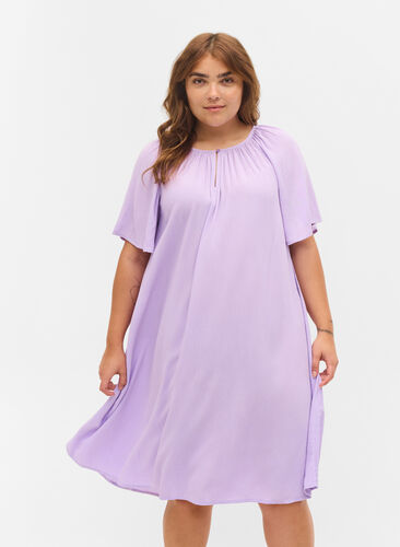 Kurzärmeliges Kleid aus Viskose, Lavendula, Model image number 0