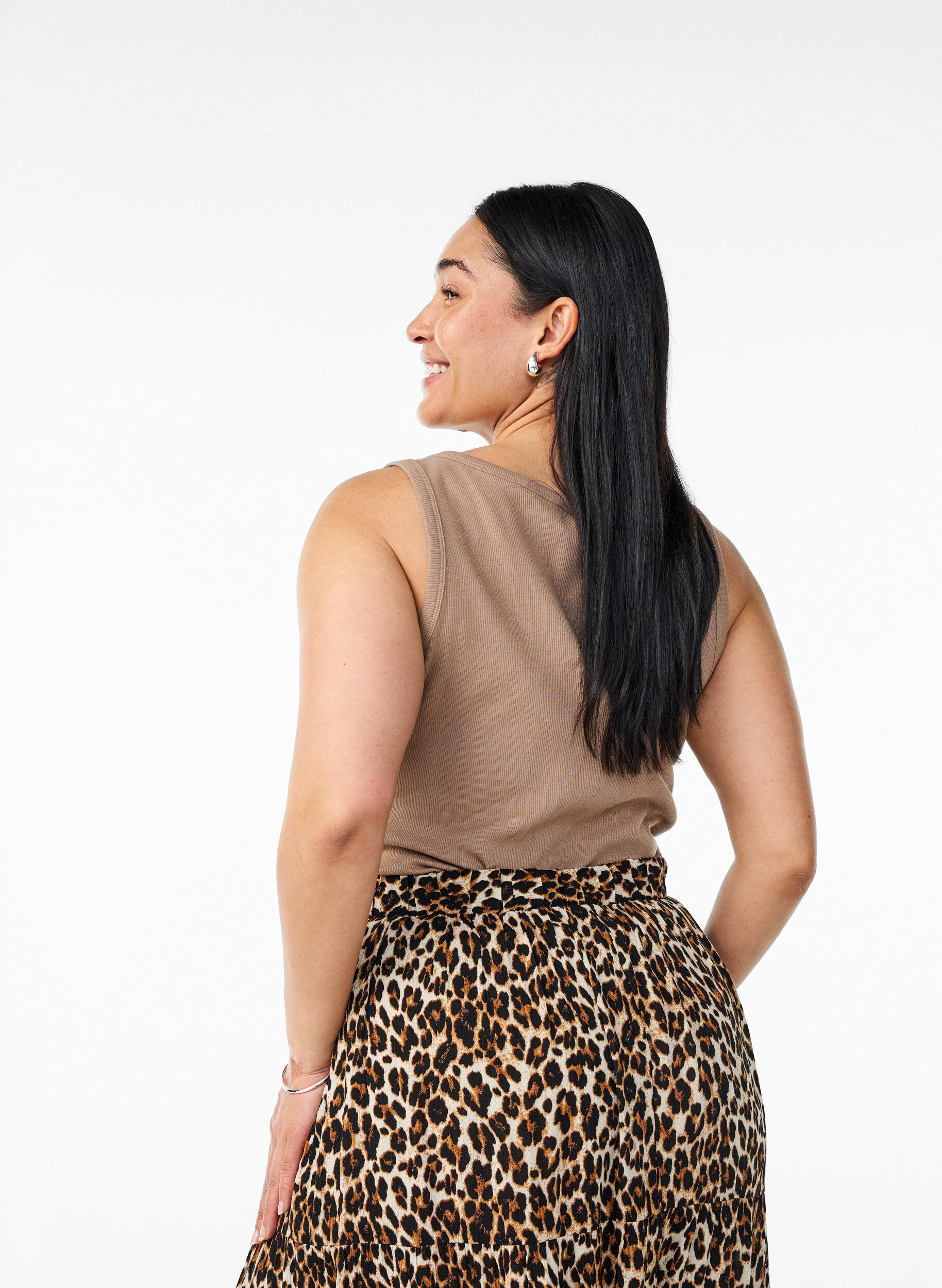 ZizziTailleiertes Top mit Motiv, Braun, Model image number 2