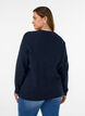 Melierte Strickbluse mit Rundhalsausschnitt, Blau, Model image number 2