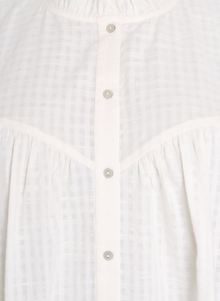 A-förmige Tunika mit kurzen Ärmeln und Knöpfen, Vanille, Packshot image number 2