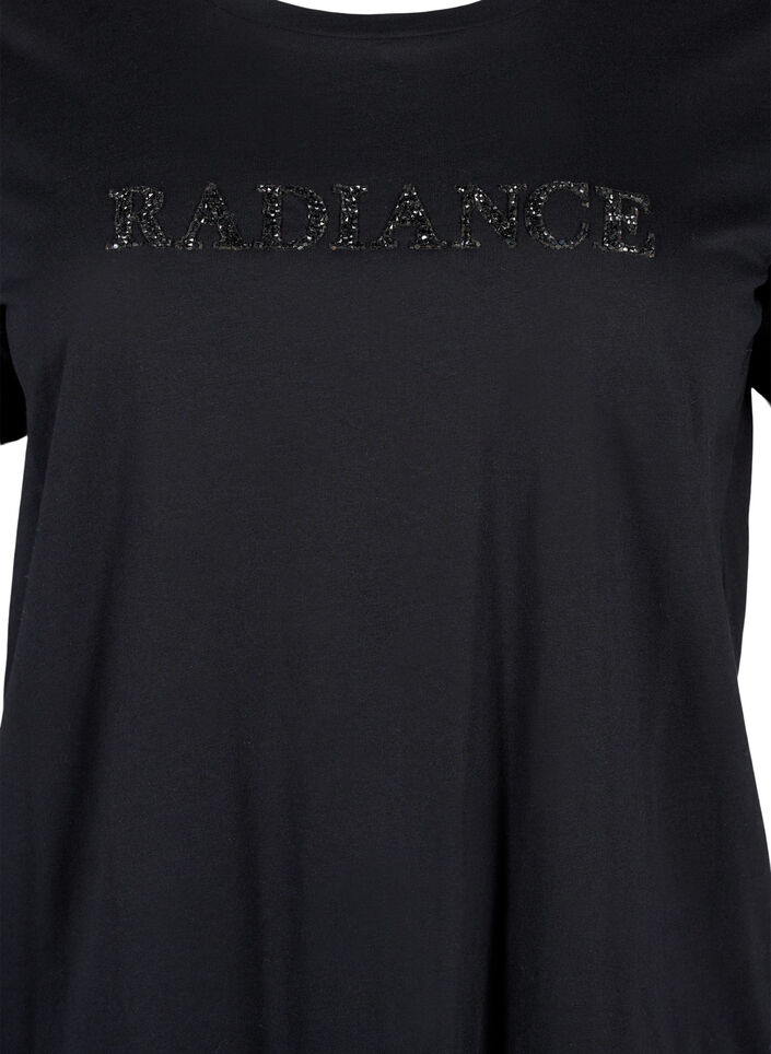 T-Shirt aus Baumwolle mit Strass-Motiv, Black w. Radiance, Packshot image number 2