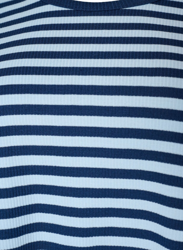 Lang&auml;rmeliges Nachtoberteil aus geripptem Jersey mit Streifen, Blau, Packshot image number 2