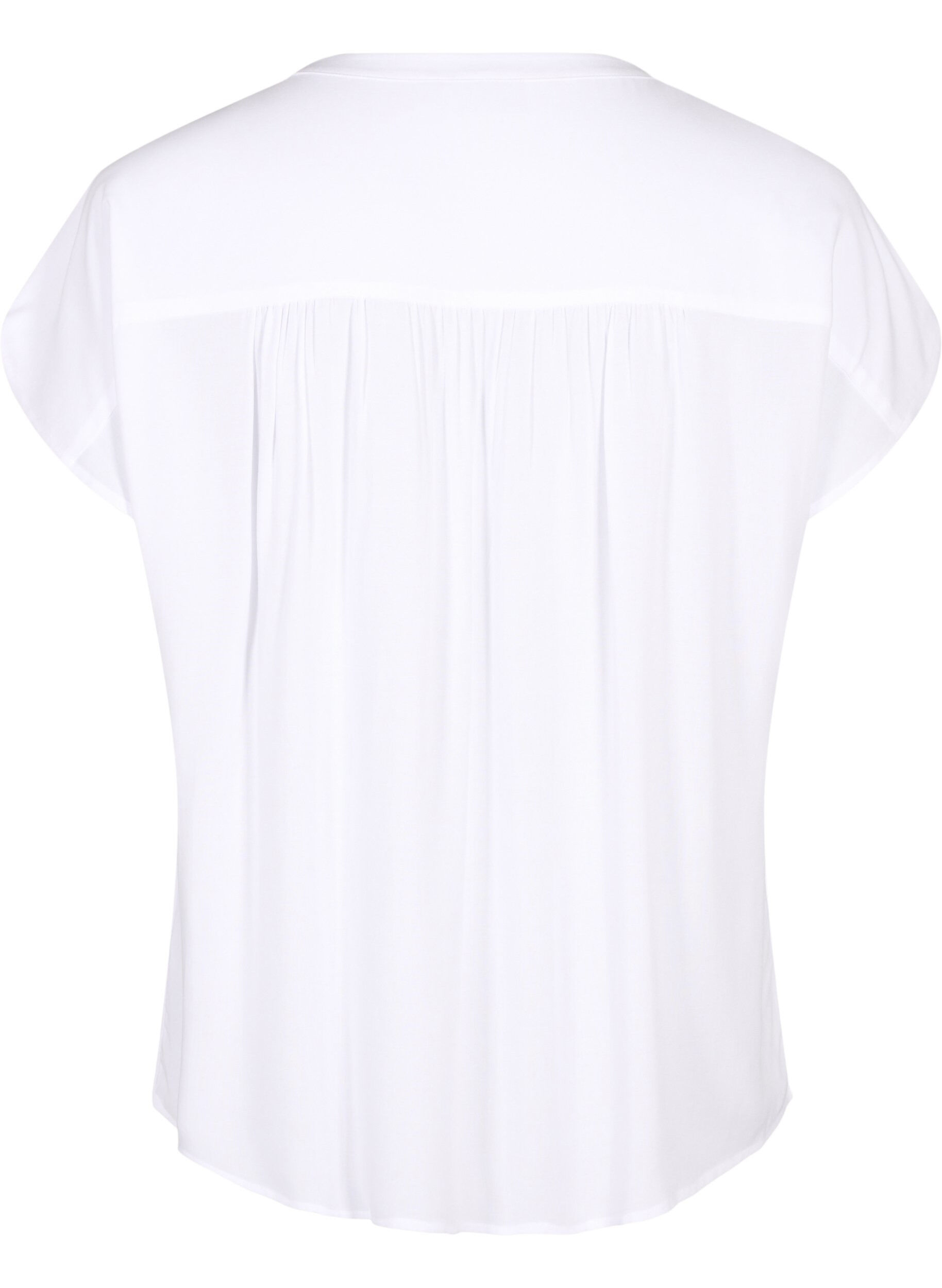 Zizzi Viskosebluse mit Spitzenbesatz, Bright White, Packshot image number 1