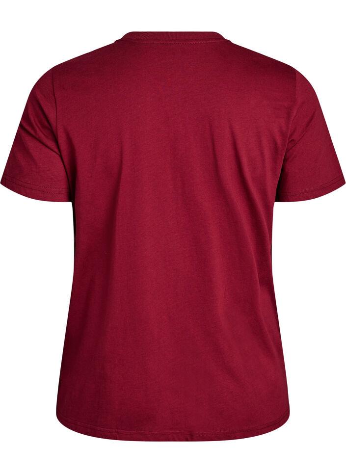 Basic-T-Shirt aus Baumwolle mit Rundhalsausschnitt, Dunkles Bordeaux, Packshot image number 1