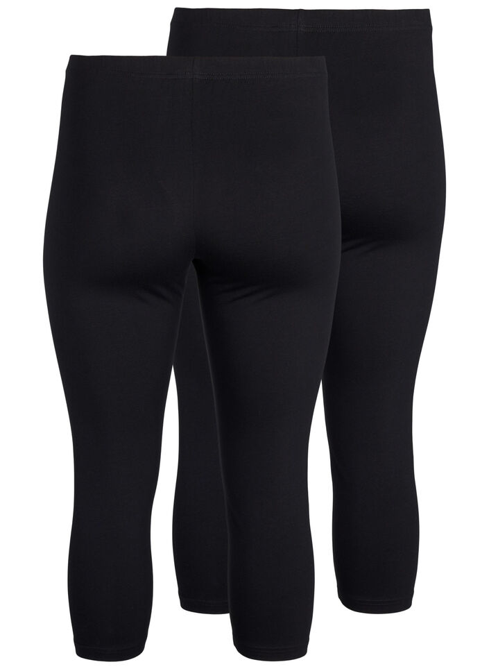 FLASH – 2-pack 3/4-Leggings aus Baumwolle, Schwarz, Packshot image number 1