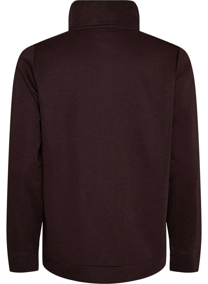 Sweatshirt mit hohem Kragen und Rei&szlig;verschluss, Braun, Packshot image number 1
