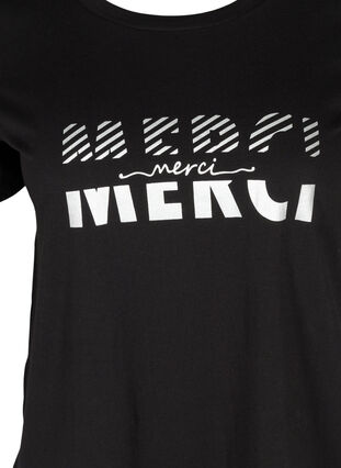 T-Shirt aus Bio-Baumwolle mit Print, Black Merci, Packshot image number 2
