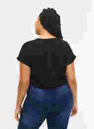 Kurzärmeliges T-Shirt aus einer Baumwollmischung, Black, Model