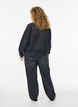 High-Waist-Jeans in gerader Passform mit Strasssteinen, Grau, Model image number 1