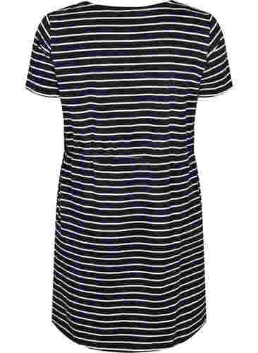 Gestreifte Tunika aus Baumwolle mit kurzen Ärmeln, Black Stripe, Packshot image number 1