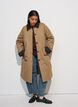 Mittellange Jacke mit Cordkragen, Beige, Model image number 0