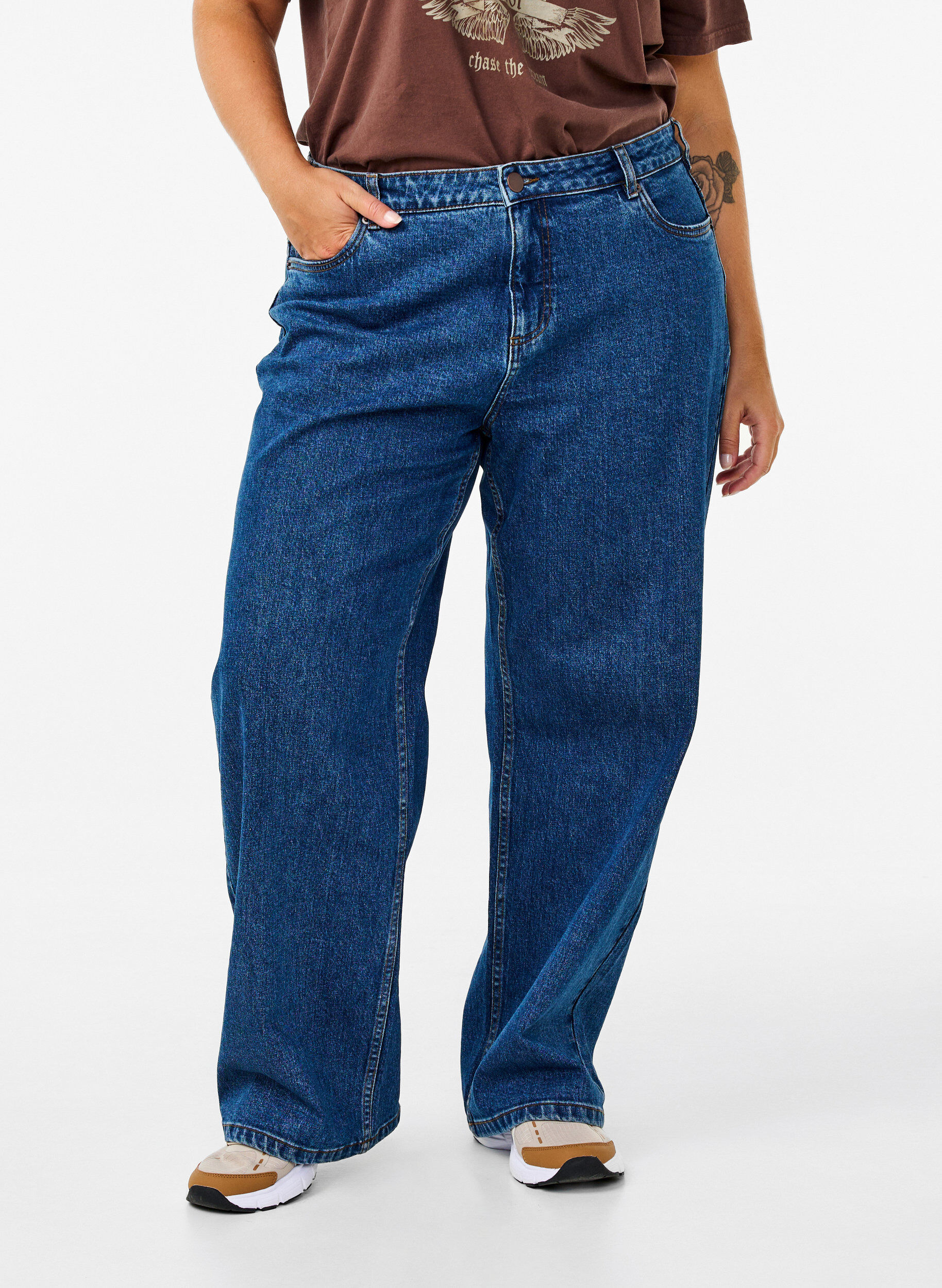 ZizziJeans mit weitem Bein und hohem Bund, Blau, Model image number 2