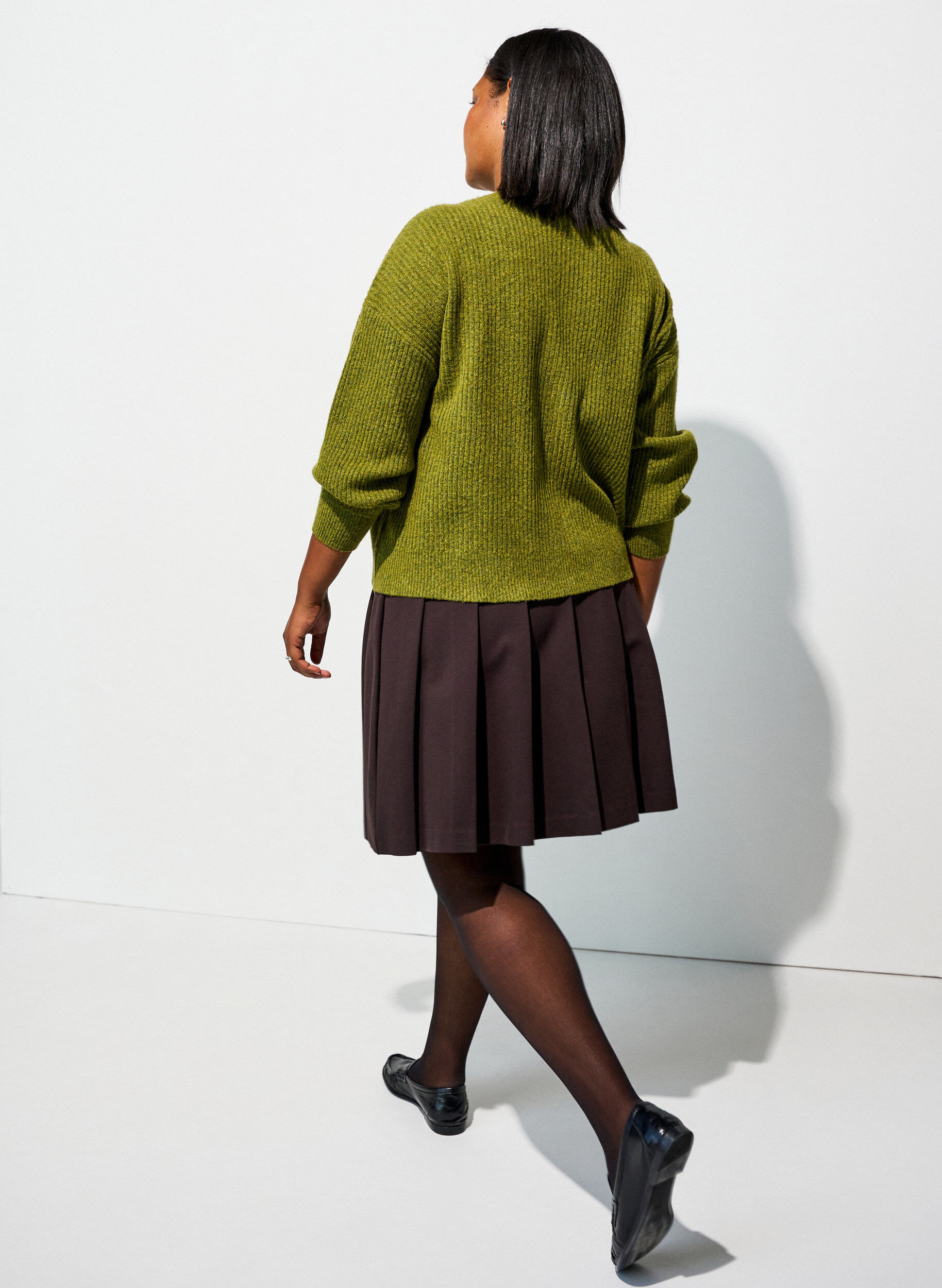 ZizziRippenstrick Strickjacke mit Kn&ouml;pfen, Gr&uuml;n, Model image number 2