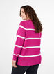 Gestrickte Viskosebluse mit Streifen, Pink, Model image number 2