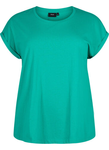 Kurzärmeliges T-Shirt aus einer Baumwollmischung, Emerald Green, Packshot image number 0