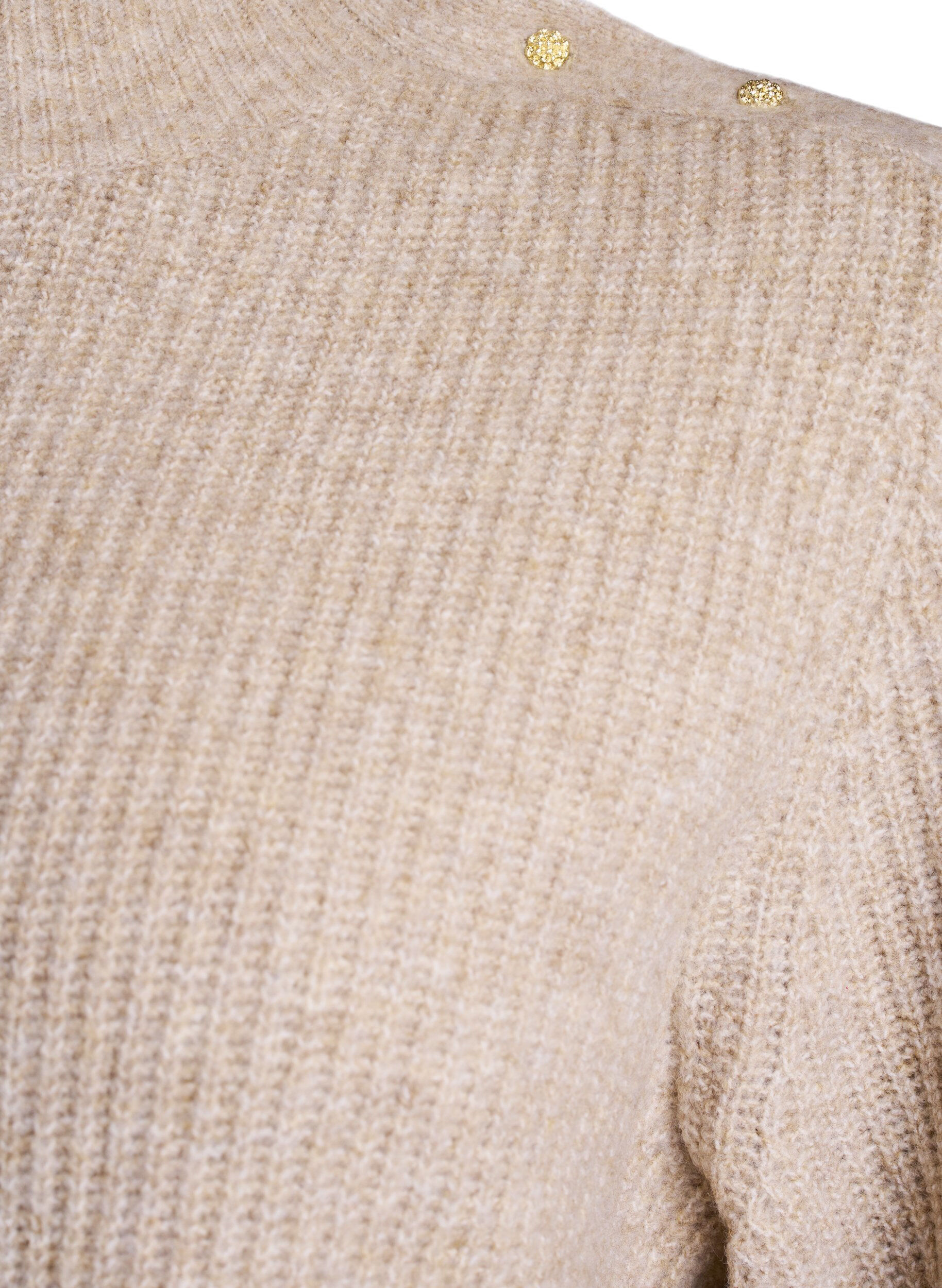 ZizziPullover aus Rippstrick mit Puff&auml;rmeln und Kn&ouml;pfen, Beige, Packshot image number 2