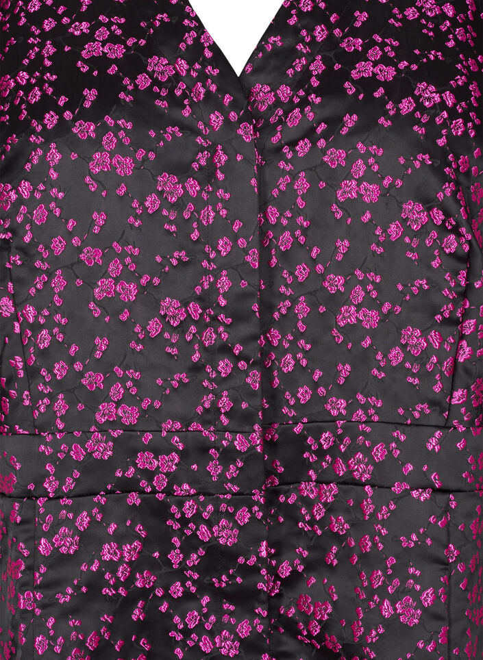 Knielanges Kleid mit aufgestickten Blumen, Black Pink Flower, Packshot image number 2