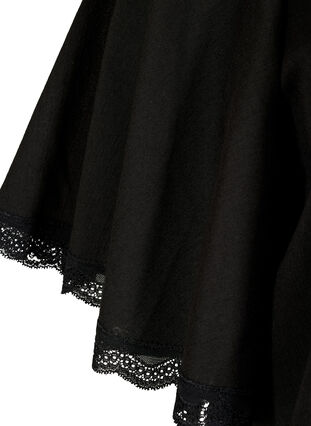Bluse mit breiten 2/4-Ärmeln und Spitzendetails, Black, Packshot image number 2