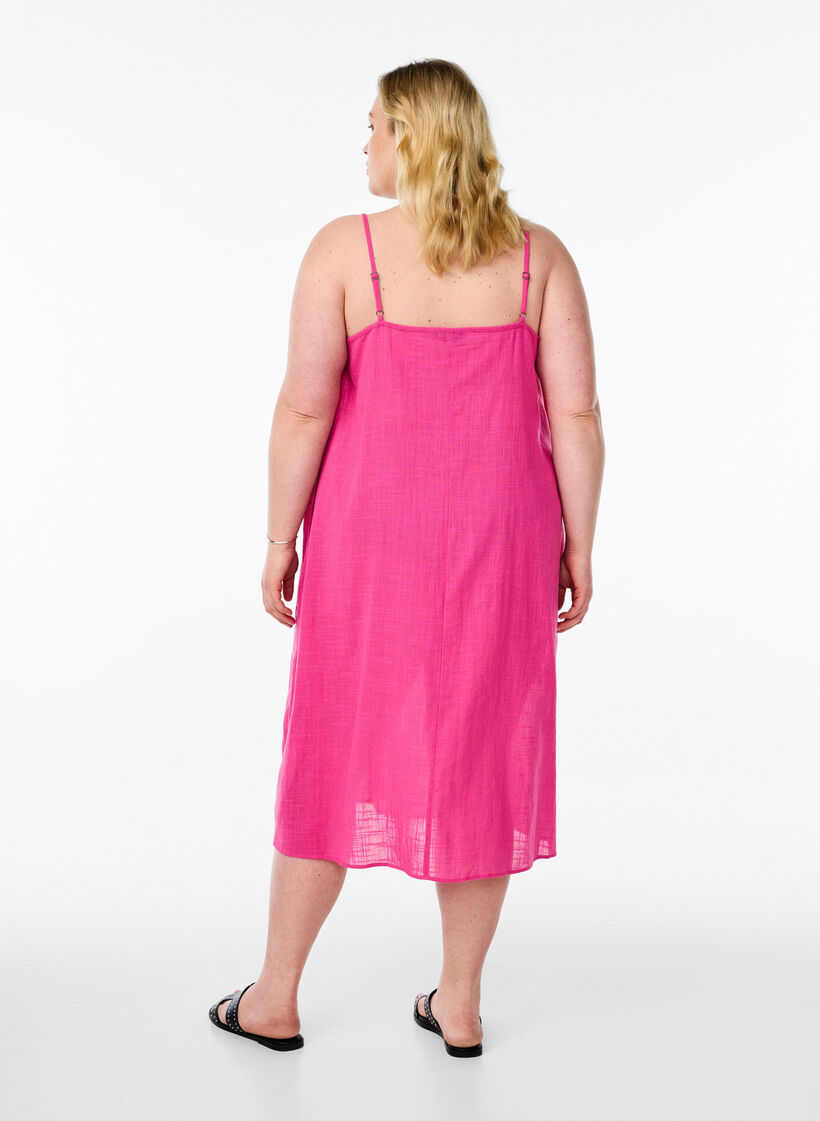 FLASH - Baumwollkleid mit Midi-Länge und Trägern, Pink, Model image number 1