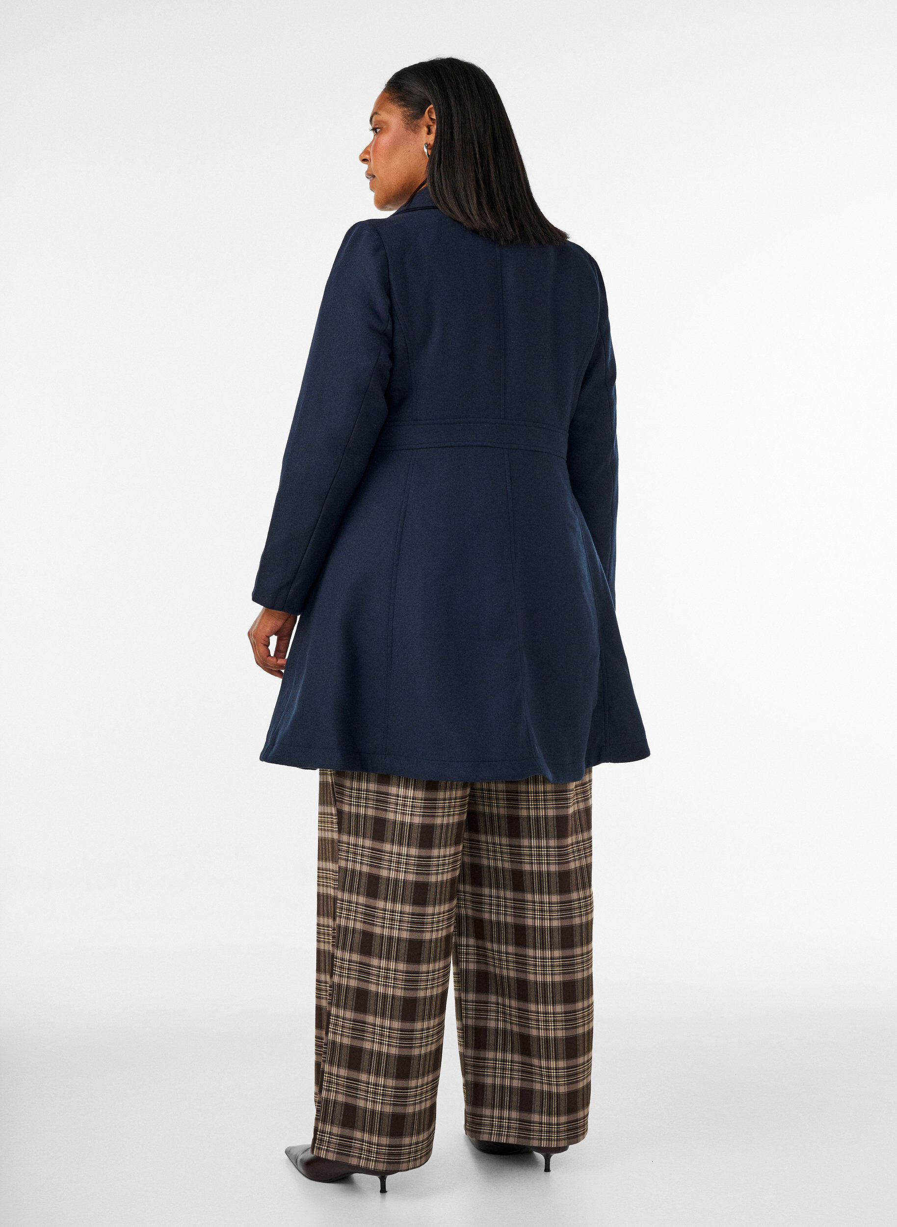 ZizziWollmantel in A-Linie mit Taschen, Blau, Model image number 2
